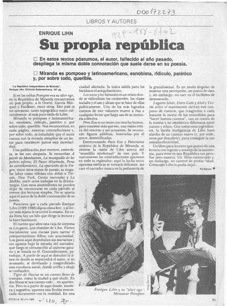 Su propia república  [artículo] Pía Barros.