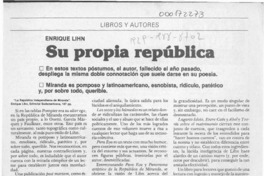 Su propia república  [artículo] Pía Barros.