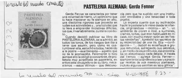 Pastelería alemana, Gerda Fenner  [artículo].