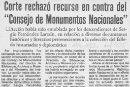 Corte rechazó recurso en contra del "Consejo de Monumentos Nacionales"  [artículo].