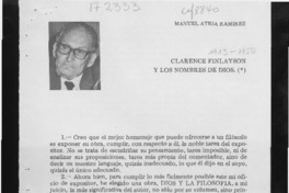 Clarence Finlayson y los nombres de Dios  [artículo] Manuel Atria Ramírez.