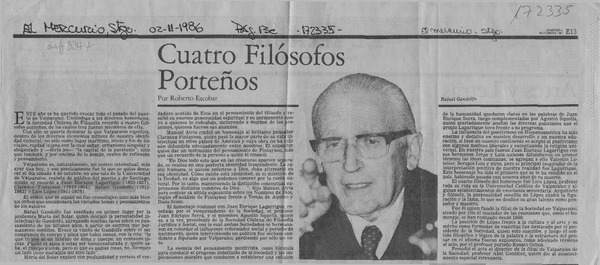 Cuatro filósofos porteños  [artículo] Roberto Escobar.