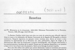 Misioneros en la Araucanía, 1600-1900  [artículo] Marciano Barrios Valdés.