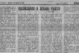 Recordando a Jenaro Prieto  [artículo] Sir.