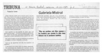 Gabriela Mistral  [artículo] Federico Tatter.