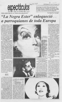 "La Negra Ester" enloqueció a parroquianos de toda Europa  [artículo] Rigoberto Carvajal.
