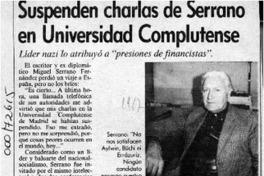 Suspenden charlas de Serrano en Universidad Complutense  [artículo].