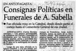 Consignas políticas en funerales de A. Sabella  [artículo] Carlos Herrera Astorga.