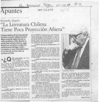 Fernando Alegría, "La literatura chilena tiene poca proyección afuera"
