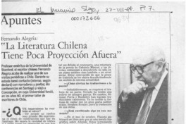 Fernando Alegría, "La literatura chilena tiene poca proyección afuera"