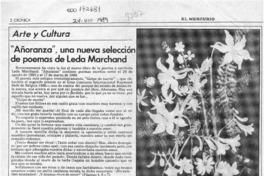 "Añoranza", una nueva selección de poemas de Leda Marchand  [artículo] Isabel Barrientos Díaz.