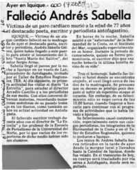 Falleció Andrés Sabella  [artículo].