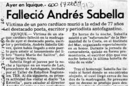 Falleció Andrés Sabella  [artículo].