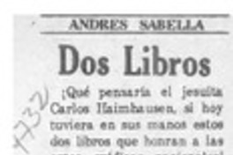 Dos libros  [artículo] Andrés Sabella.