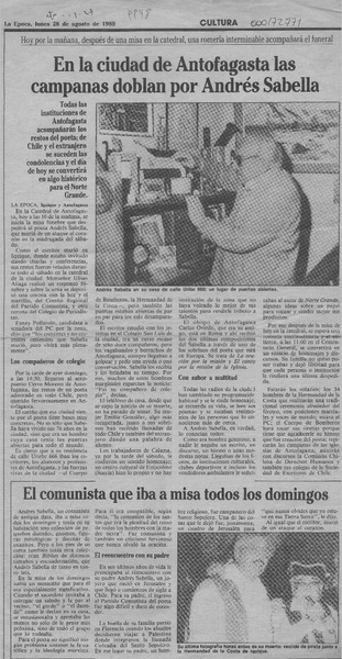 En la ciudad de Antofagasta las campanas doblan por Andrés Sabella  [artículo].