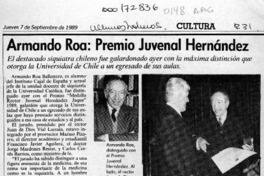 Armando Roa, premio Juvenal Hernández  [artículo] Samuel Valenzuela Y.