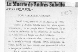 La muerte de Andrés Sabella  [artículo] Alejandro Selkirk.