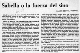Sabella o la fuerza del sino  [artículo] Ramón Seguel Vorpahl.