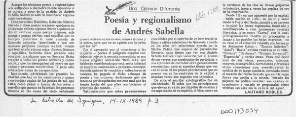 Poesía y regionalismo de Andrés Sabella