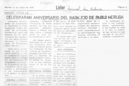 Celebrarán aniversario del natalicio de Pablo Neruda