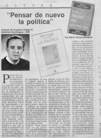"Pensar de nuevo la política"  [artículo] María Teresa Márquez.