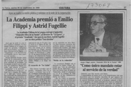 La Academia premió a Emilio Filippi y Astrid Fugellie  [artículo].