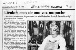 Lienlaf, ecos de una voz mapuche  [artículo] Rodolfo Gambetti.