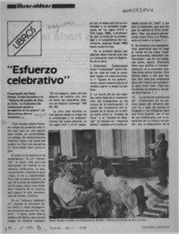 "Esfuerzo celebrativo"  [artículo] Tomás González M.