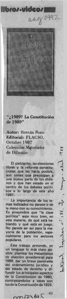 "1989? La Constitución de 1980"  [artículo].