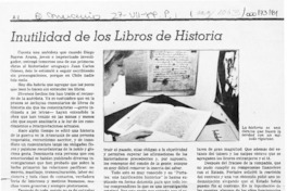 Inutilidad de los libros de historia  [artículo] Sergio Villalobos R.