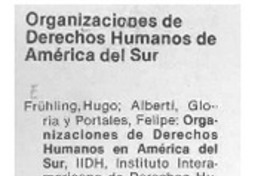 Organizaciones de Derechos Humanos de América del Sur  [artículo].