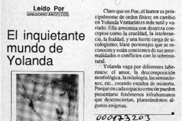 El inquietante mundo de Yolanda  [artículo] Gregorio Angelcos.