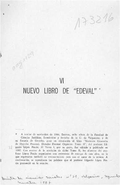 Nuevo libro de "Edeval"  [artículo] Edgardo López Pescio.