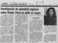 Investigación de periodista regional sobre Violeta Parra se editó en Japón