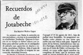 Recuerdos de Jotabeche  [artículo] Marino Muñoz Lagos.
