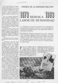 Origen de la sanidad militar  [artículo] Fernando Castro Avaria.