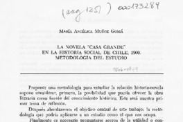 La novela "Casa grande" en la historia social de Chile, 1900  [artículo] María Angélica Muñoz Gomá.