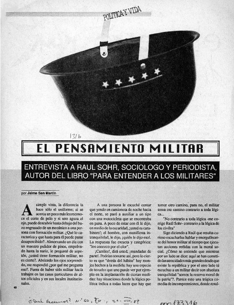 El pensamiento militar  [artículo] Jaime San Martín.