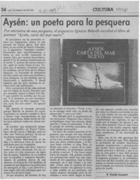 Aysén, un poeta para la pesquera  [artículo] Rodolfo Gambetti.
