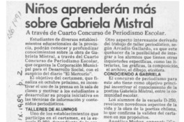 Niños aprenderán más sobre Gabriela Mistral  [artículo].