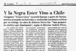 Y la Negra Ester vino a Chile  [artículo].