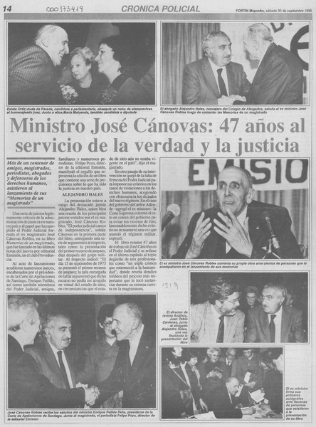 Ministro José Cánovas, 47 años al servicio de la verdad y la justicia