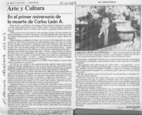 En el primer aniversario de la muerte de Carlos León A.  [artículo] Agustín Squella.