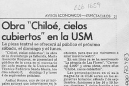 Obra "Chiloé, cielos cubiertos" en la USM  [artículo].