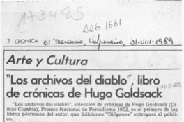"Los archivos del diablo", libro de crónicas de Hugo Goldsack  [artículo] Gerardo Gallegos.