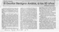 El escritor Benigno Avalos, a los 80 años  [artículo] Eduardo Aramburú.
