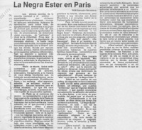La Negra Ester en París  [artículo] Salvador Benadava.