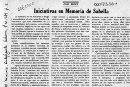 Iniciativas en memoria de Sabella  [artículo] Juan Bruce.