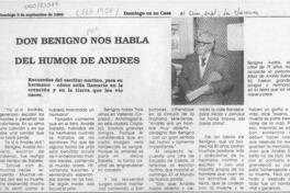 Don Benigno nos habla del humor de Andrés  [artículo].