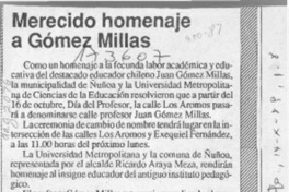 Merecido homenaje a Gómez Millas  [artículo].